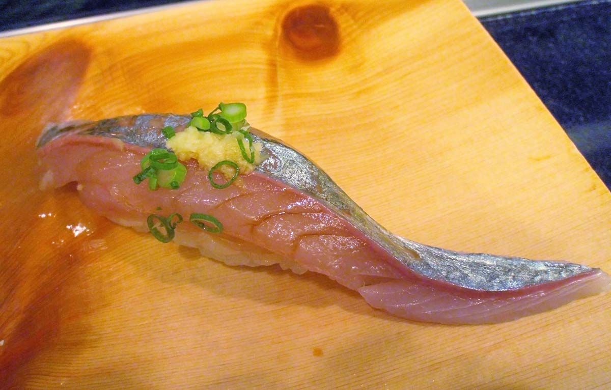 Photo of an Aji Nigiri sushi